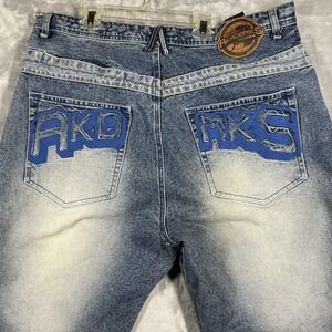 Akademiks Jeans Mens 38x32 Y2k Baggy Wide Leg Hip Hop Skate Grunge 90s Vintage
